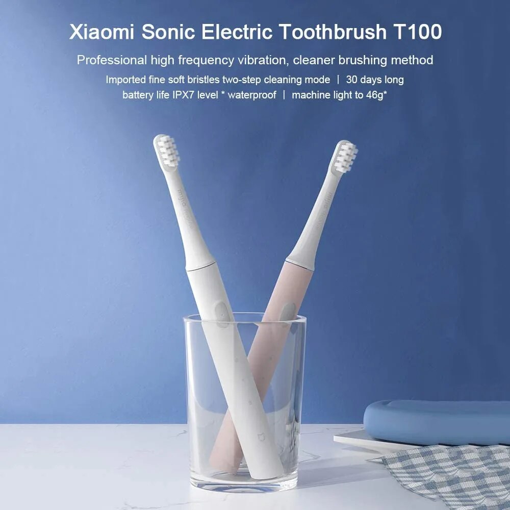 Xiaomi Mijia T100 Sonic Electric Toothbrush Mi Smart Tooth Brush Colorful USB Rechargeable IPX7 Waterproof For Toothbrushes head - bertofonsi