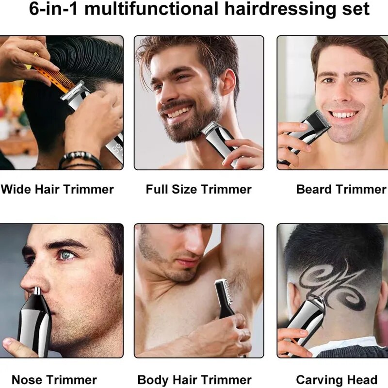 11in1 multi hair trimmer men facial,beard,body grooming kits electric hair clipper nose ear trimer rechargeable 110v-220v - bertofonsi