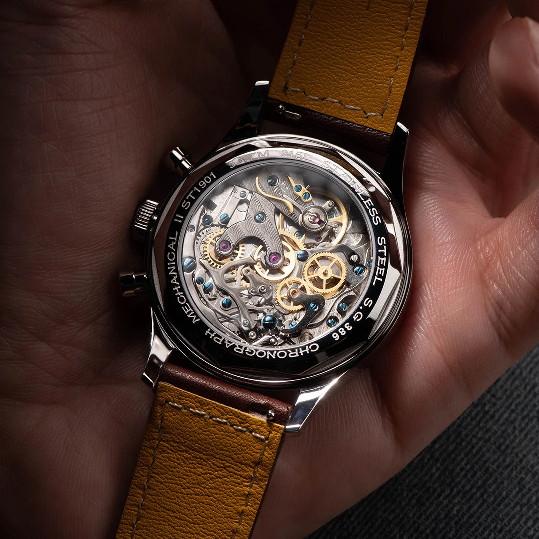Sugess 1963 Pilot Watch Mens Chronograph Mechanical Wristwatches Original ST1901 Swanneck Movement Sapphire Crystal Racing 2022 - bertofonsi