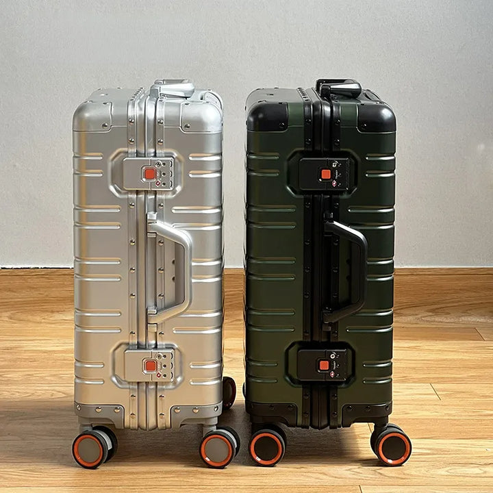 All aluminum-magnesium alloy travel suitcase Men's Business Rolling luggage on wheels trolley luggage Carry-Ons cabin suitcase - bertofonsi