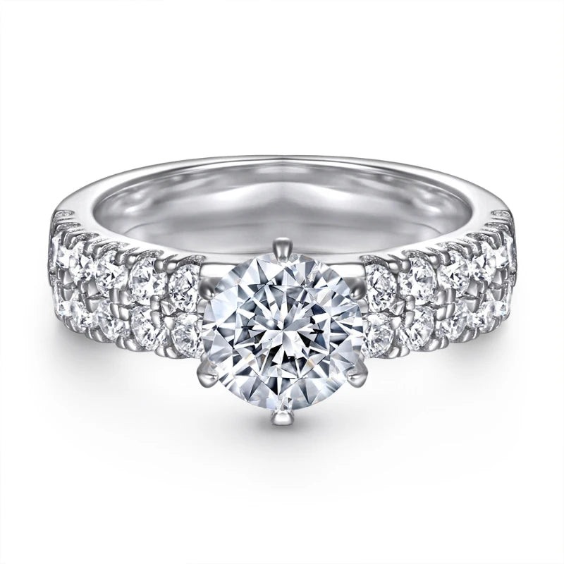 1 Carat Moissanite 925 Sterling Silver Ring New Fashion for Women Engagement Wedding Bands - bertofonsi