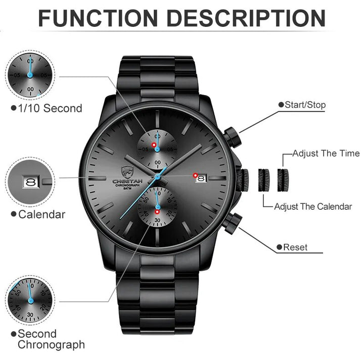 Watches for Men Warterproof Sports Mens Watch CHEETAH Top Brand Luxury Clock Male Business Quartz Wristwatch Relogio Masculino - bertofonsi