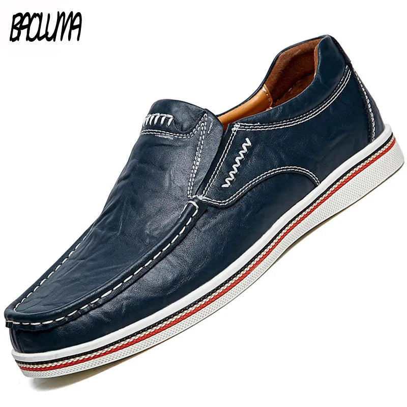 Men's Leather Shoes Casual Flats Moccasins Men Loafers Party Driving Loafers Shoes Rome Breathable Moccasins Men's Casual Shoes - bertofonsi