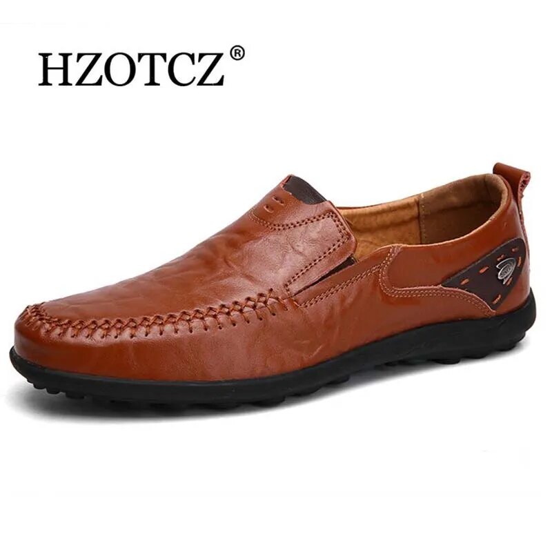 High Quality Genuine Leather Men Casual Shoes Soft Moccasins Men's Flats Fashion Brand men Loafers Breathable Driving Shoes - bertofonsi