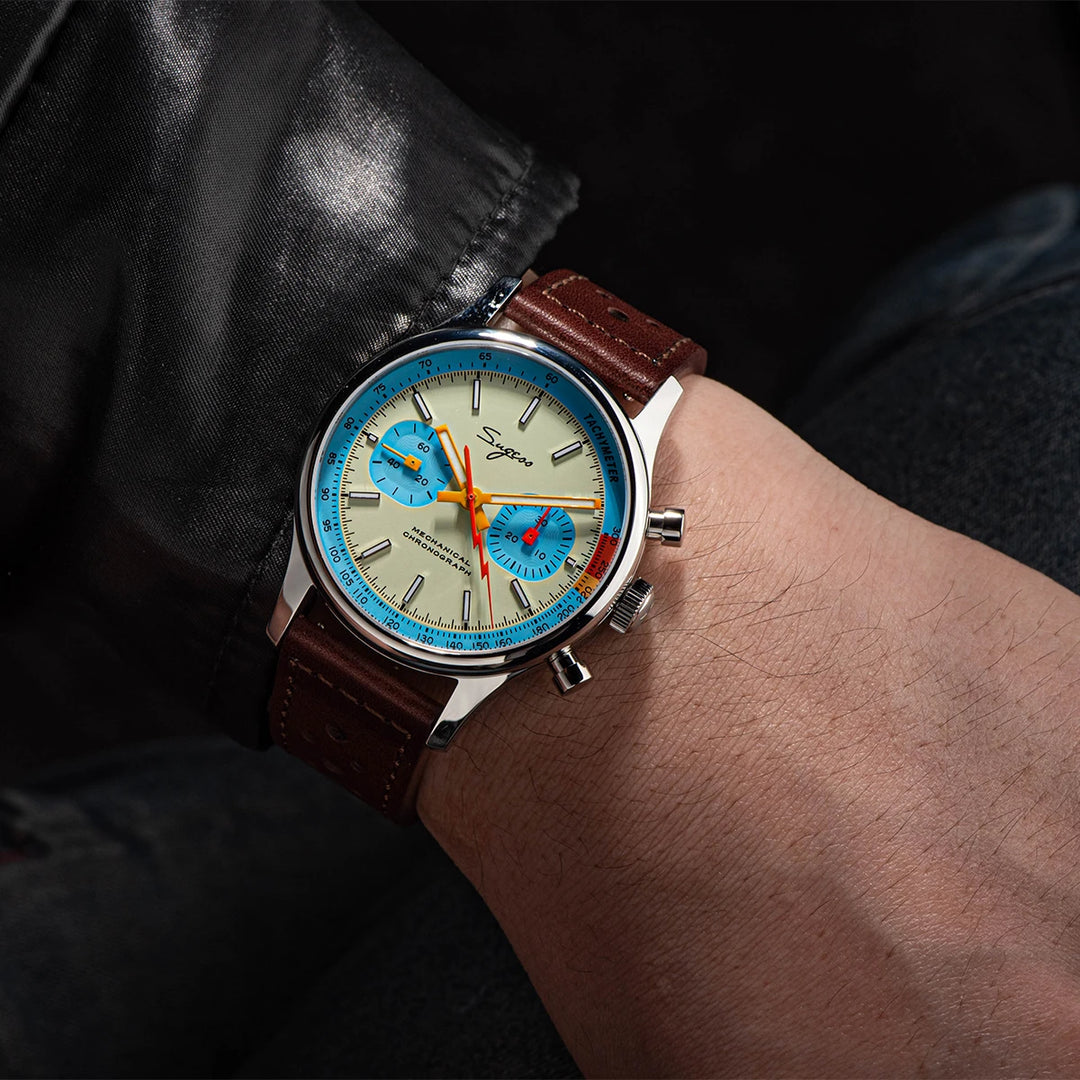 Sugess 1963 Pilot Watch Mens Chronograph Mechanical Wristwatches Original ST1901 Swanneck Movement Sapphire Crystal Racing 2022 - bertofonsi
