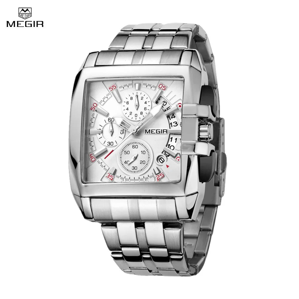 MEGIR Original Luxury Men Watch Stainless Steel Mens Quartz Wrist Watches Business Big Dial Wristwatches Relogio Masculino 2018 - bertofonsi