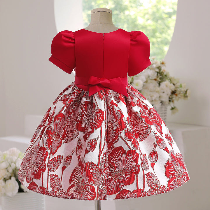 Red Tulle Baby Princess Dresses Embroidery Beading Kids Clothes Girls For Christams Party Bridesmaid ropa niña 3 8 10 Years - bertofonsi