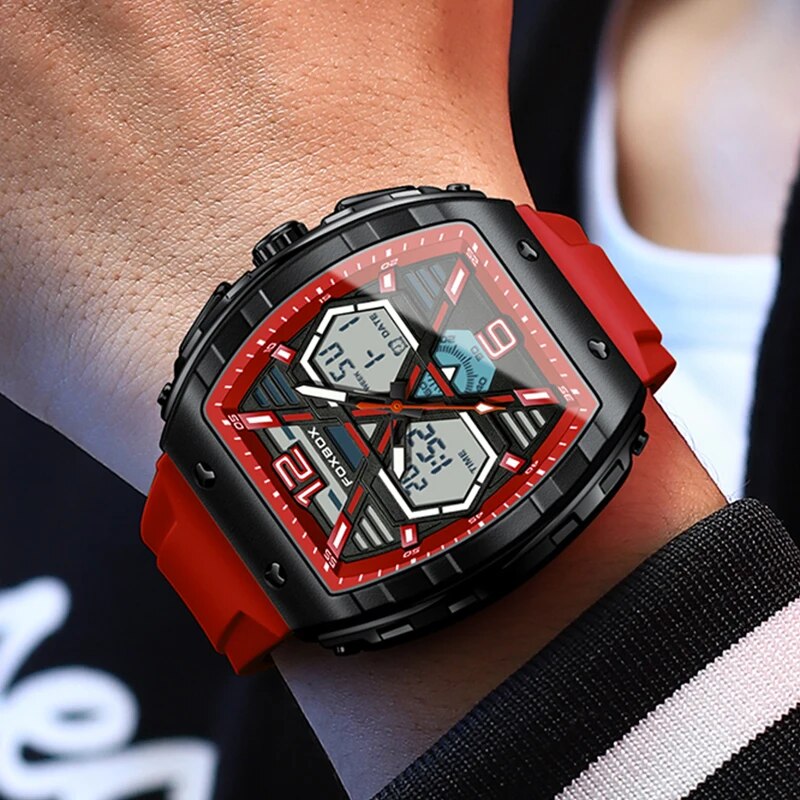 FOXBOX 2023 New Top Brand Men's Watches Luxury Square Quartz Wristwatch Waterproof Luminous Chronograph Watch For Men Date Clock - bertofonsi