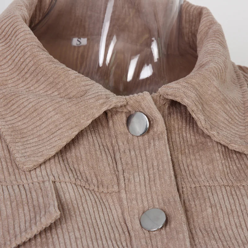 Jackets for Women Lantern Sleeve Cropped Bomber Jacket Overcoat Outwear Fashion Spring Vintage Corduroy Autumn Winter Coat 18047 - bertofonsi