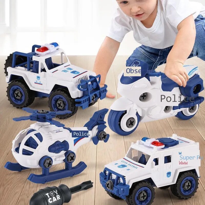 Removable Police Car Toy Children Screw Assembly Puzzle Tank Car Boy Assembly Model Disassembly Engineering Toys New 2022 - bertofonsi