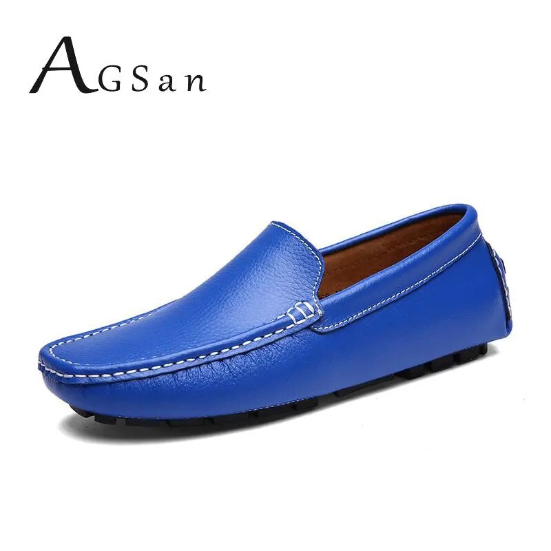 Genuine Leather Men loafers Moccasins Blue Men Driving Shoes Big Size 38-47 Designer Italian Loafers Shoes Wedding Casual Shoes - bertofonsi