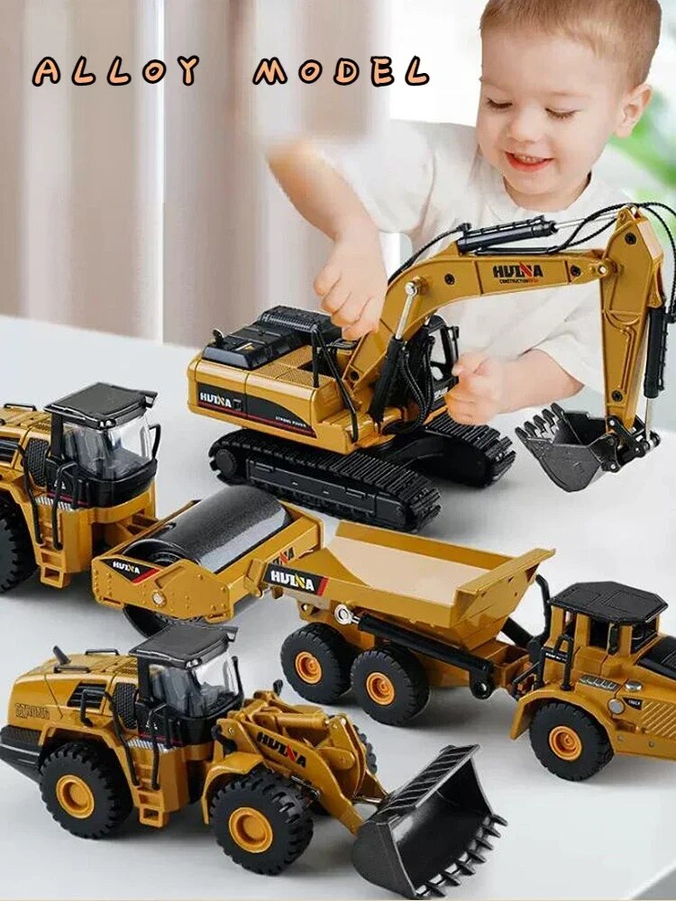 1/50 Scale Diecast Alloy Excavator Toy Car For Kids Boys Engineering Truck Toys Forklift Crane Dump Truck Children's Toys Gift - bertofonsi