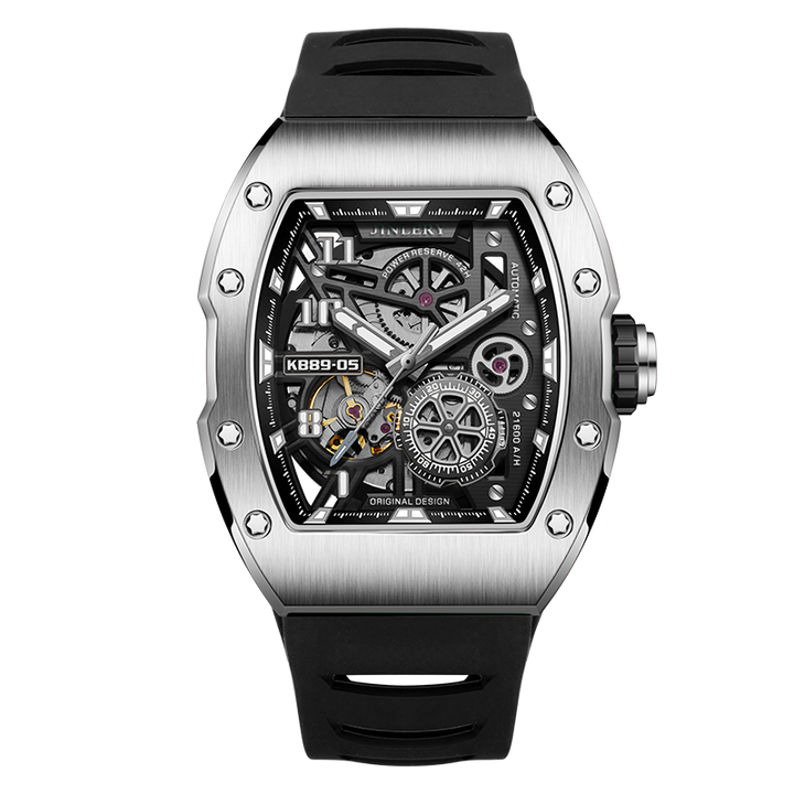 JINLERY Automatic Mechanical Watches for Man Luxury Watch Waterproof Wristwatch Free Shipping Rubber Strap Relogio Masculion - bertofonsi