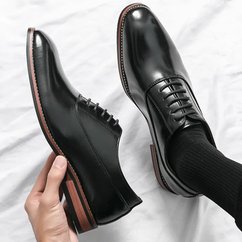 Luxury High Quality Men Shoes Fashion Casual Shoes Male Pointed Oxford Wedding Leather Dress Shoes Men Gentleman Office Shoes - bertofonsi