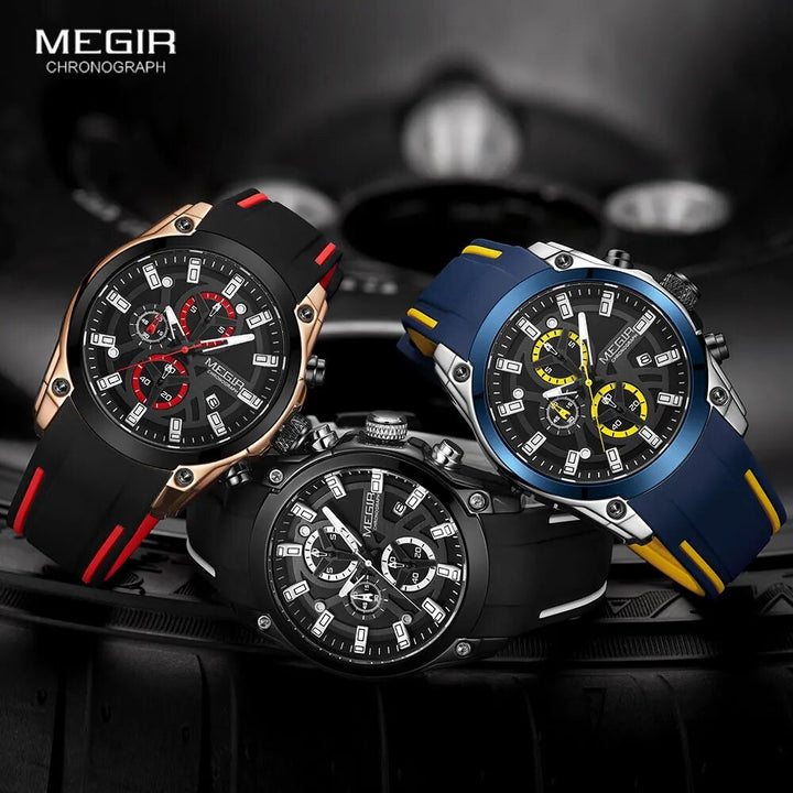 MEGIR Men's Military Sport Watches Men Waterproof Fashion Blue Silicone Strap Wristwatch Man Luxury Top Brand Luminous Watch - bertofonsi