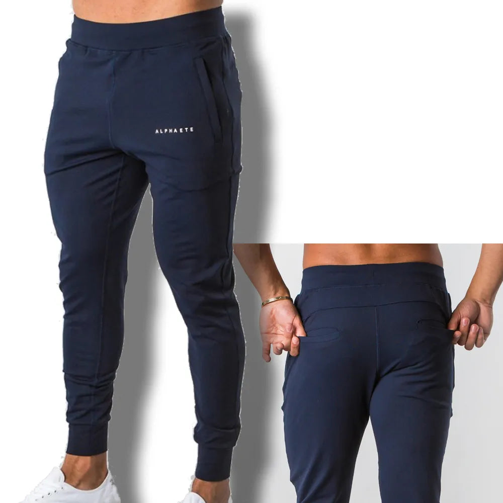 2023 New Muscle Fitness Running Training Sports Cotton Trousers Men's Breathable Slim Beam Mouth Casual Health Pants - bertofonsi