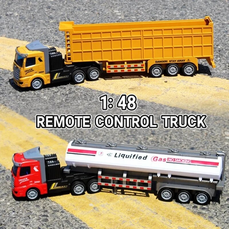 1/48 RC Car Kids Toy Heavy-duty Remote Control Truck Construction Transport Electric Toys Dump Big Size RC Trailer Children Gift - bertofonsi