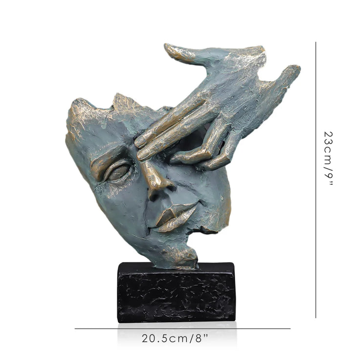 Abstract Character Art Collectible Sculpture Resin Thinker Figurine Face Statue Bookshelf Room Home Decoration Accessories New - bertofonsi