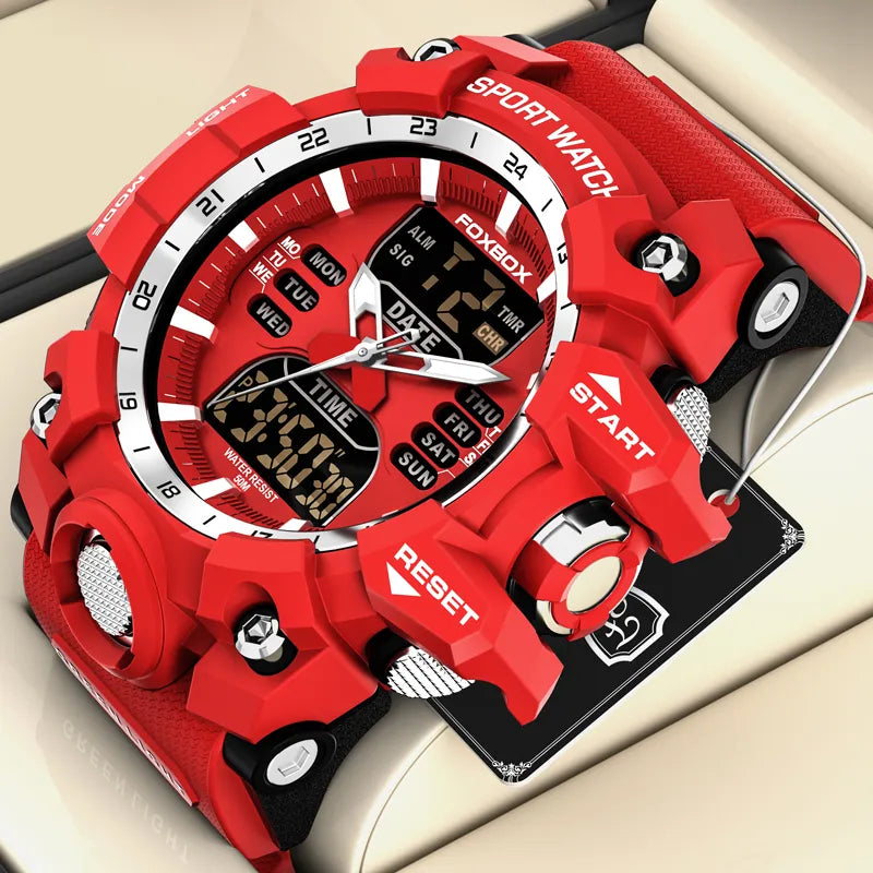 New LIGE  Military Watches for Men Luxury Sport Chronograph Alarm WristWatch Waterproof Quartz Big Clock Digital Male Watch - bertofonsi