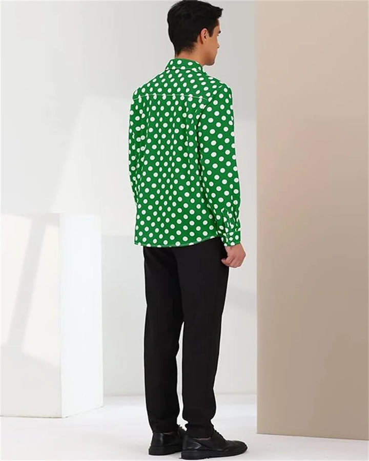 2023 10 Colors Polka Dot Long Sleeve Slim Shirt 3D Printed Lapel Button Top Long Sleeve Shirt Clothing Designer Design S-6XL - bertofonsi