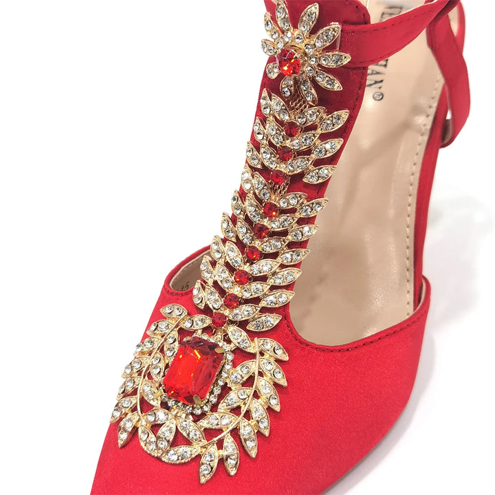 Venus Chan 2023 Italian Design Girly Style Pointed Toe Wedding Shoes And Bag, Full Diamond Decoration Metal Closure Bag - bertofonsi