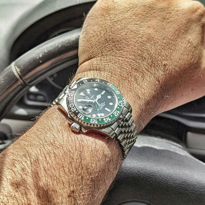 2022 PAGANI DESIGN New Business Left Crown Men Mechanical Wristwatches 100M Waterproof Sapphire Glass PD-1662 GMT Watch for Men - bertofonsi