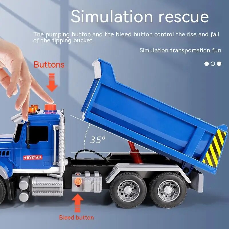 Large Simulation Engineering Vehicle Sound Cool Light Inertia Power Dump Truck Collection Decoration Model Children's Toy Gift - bertofonsi