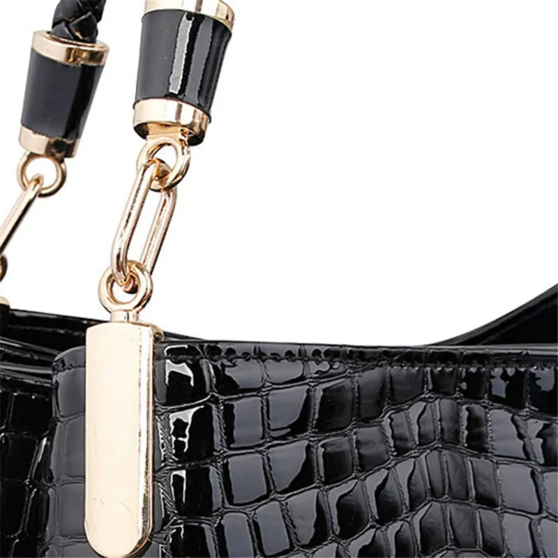 Women Handbags Female Tote Bag Crocodile Big Shoulder Bags Coin/Wallet Bag Ladies Messenger Leather Crossbody Composite Bag - bertofonsi