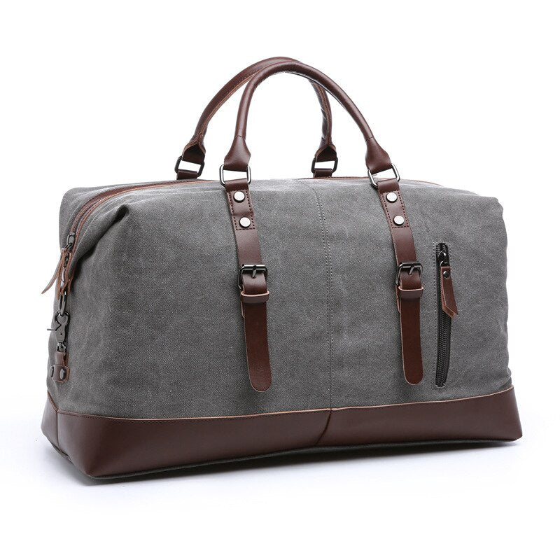 Original Canvas Leather Men Travel Bags Carry on Luggage Bags Men Duffel Bags Travel Tote Large Weekend Bag Overnight - bertofonsi