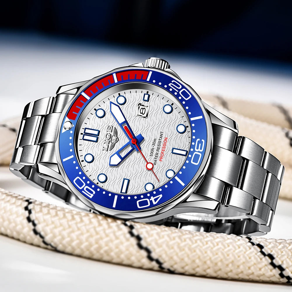 2023 LIGE New Business Mens Watches Top Brand Luxury Dive Watch For Men Waterproof Date Clock Sport Watch Relogio Masculino+Box - bertofonsi