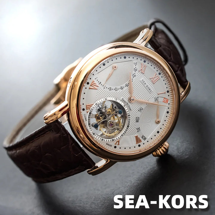 Seakors watch Seagul tourbillon movement ST8004 men top brand mechanical watch luxury sapphire wristwatch gifts band business - bertofonsi