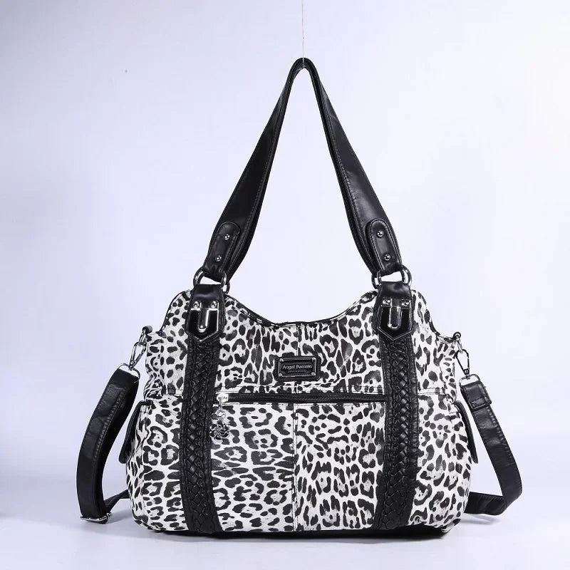 Angelkiss Women Handbags Fashion PU Leather Shoulder Bag Shopper Pack Multipockets Crossbody Bag Ladies Satchel Zipper Hobos - bertofonsi