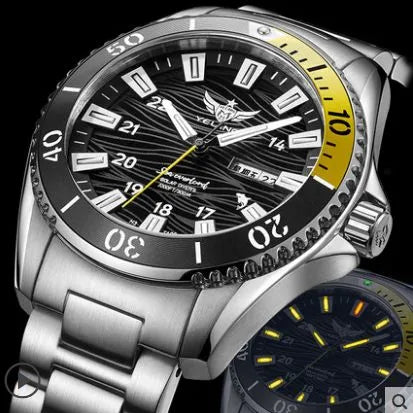 Yelang Men Solar Power Drive Watch Waterproof 300M Sapphire Date Diving Military Watch - bertofonsi