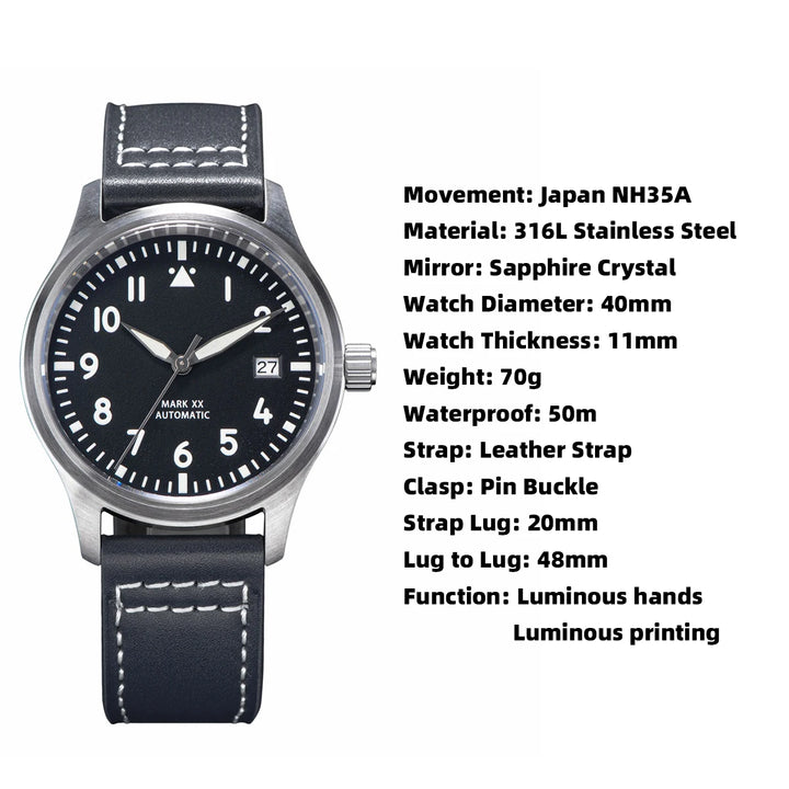 Sugess Mens Watch Automatic NH35 Movement Mechanical Wristwatches Luminous Watches Waterproof Sapphire Crystal Simple Mark New - bertofonsi