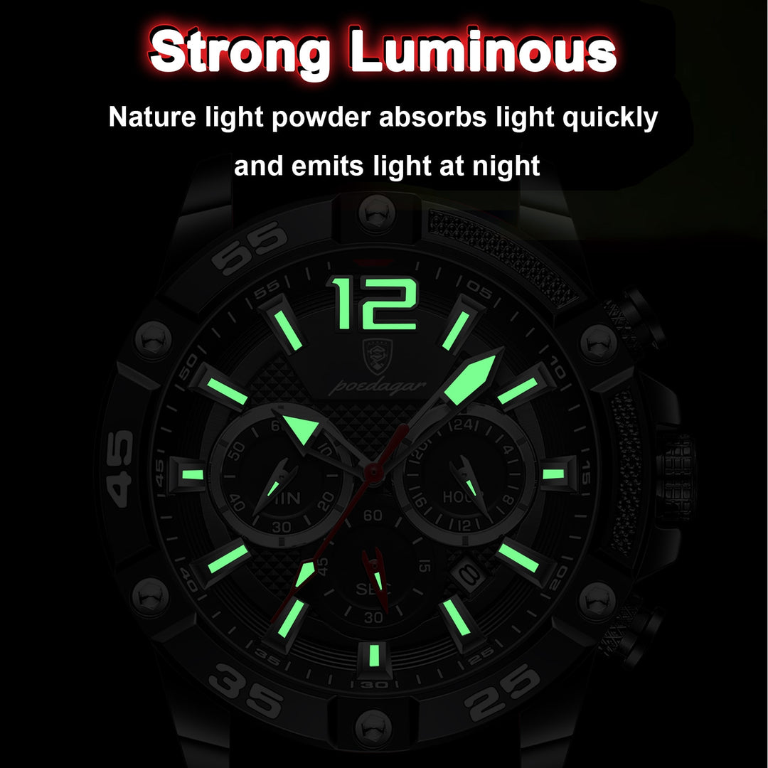 POEDAGAR Casual Men Watch Luxury Waterproof Luminous Chronograph Date Man Wristwatch Military Quartz Men's Watches High Quality - bertofonsi