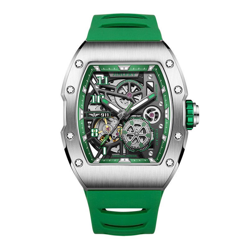 JINLERY Automatic Men Watch Skeleton Mechanical Self Wind Watches Luxury Brand Sapphire Glass Wristwatch Men Relogio Masculino - bertofonsi