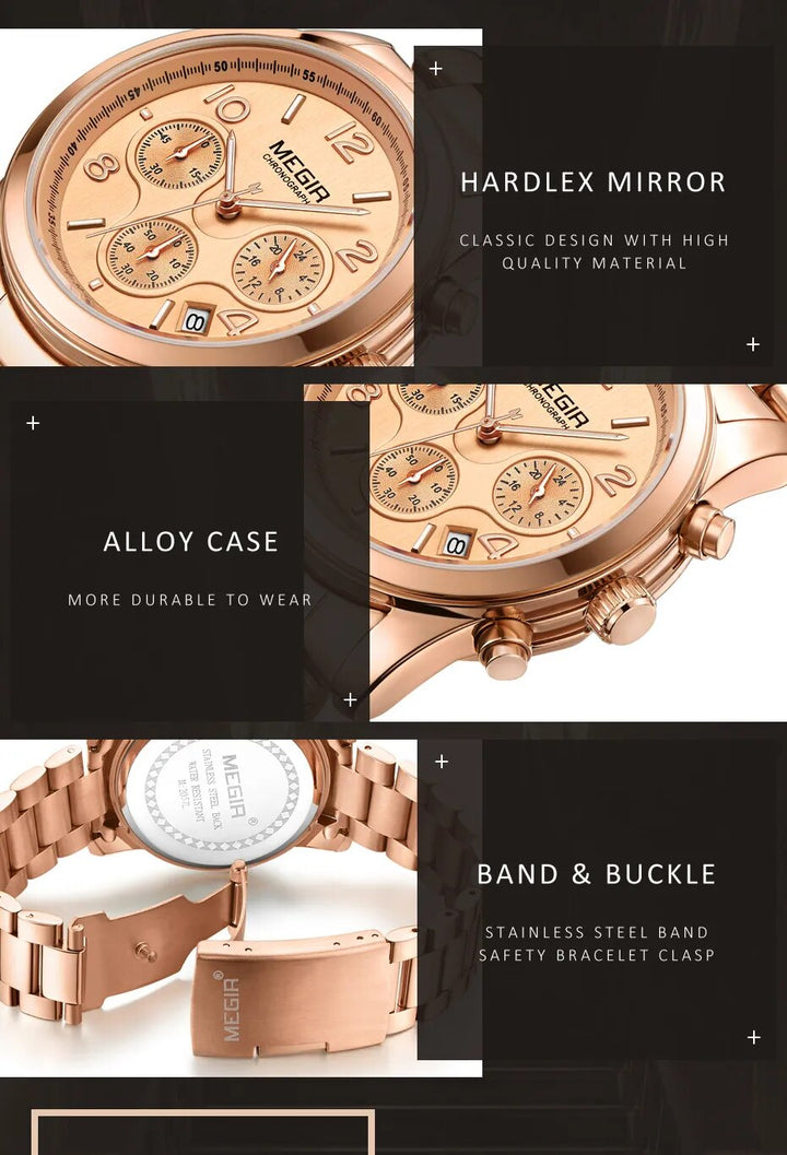 MEGIR Luxury Quartz Women Watches Relogio Feminino Fashion Sport Wristwatch Lady Business Watch Clock Top Brand Chronograph 2057 - bertofonsi
