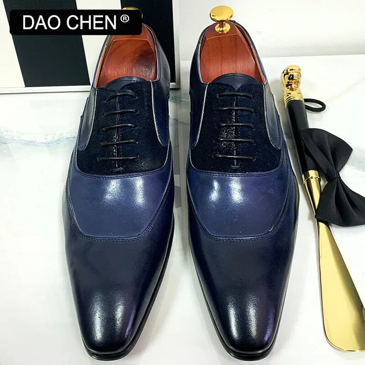 LUXURY HANDMADE MEN REAL LEATHER SHOES LACE UP MENS DRESS SHOES POINTED TOE WEDDING OFFICE BUSINESS OXFORD SHOES FOR MEN - bertofonsi