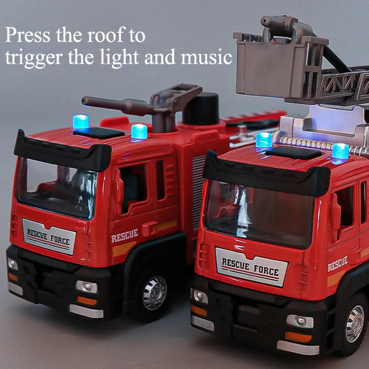 1:50 Fire Truck Firefighter Sprinkler Toy Diecast Simulation Alloy Truck Water Spray with Light Music Rescue Car Children's Toy - bertofonsi