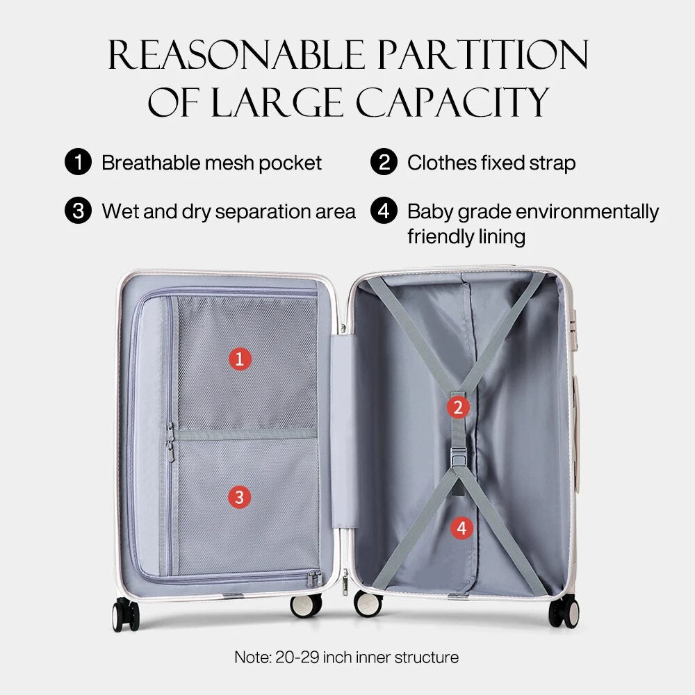 Best Spinner Luggage Suitcase PC Trolley Case Travel Bag Rolling Wheel Carry-On Boarding Men Women Luggage Trip Journey H80002 - bertofonsi