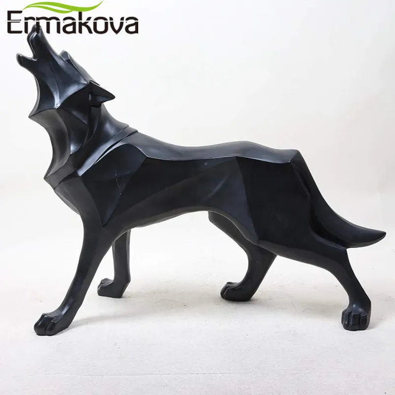 ERMAKOVA Wolf Statue Modern Abstract Geometric Style Resin Wolf Animal Figurine Office Home Decoration Accessories Gift - bertofonsi