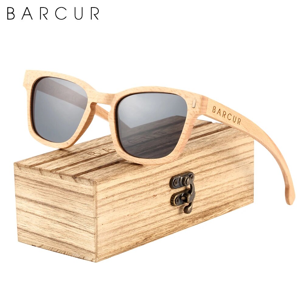 BARCUR Brand Design Wood Women Sunglasses Fashion Polarized Men Sun Glasses Wooden Frame UV400 - bertofonsi