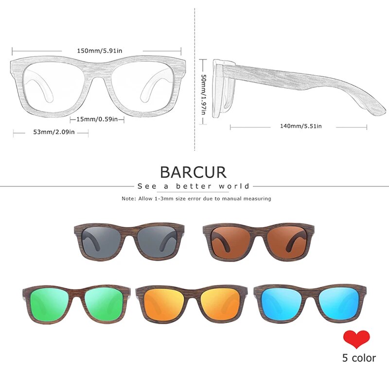 BARCUR Brown Glasses Retro Wood Eyewear Men Bamboo Sunglasses Women Unisex Sun Glasses with case Eyewear Oculos - bertofonsi