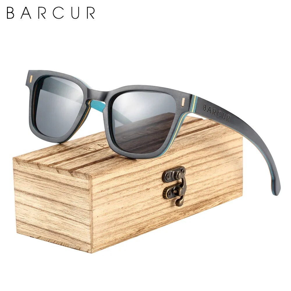 BARCUR Brand Design Wood Women Sunglasses Fashion Polarized Men Sun Glasses Wooden Frame UV400 - bertofonsi