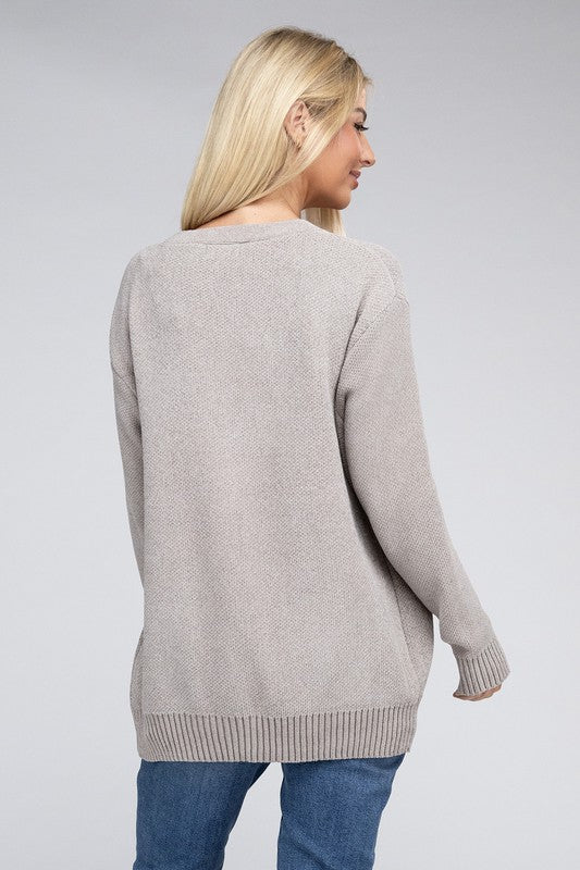 Melange Open Front Sweater Cardigan - bertofonsi