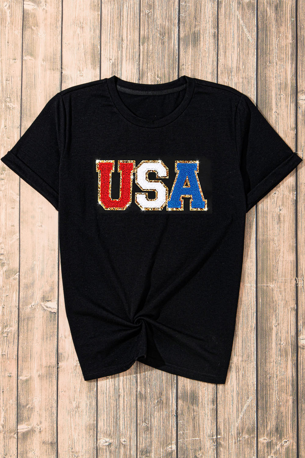 USA Round Neck Short Sleeve T-Shirt - bertofonsi