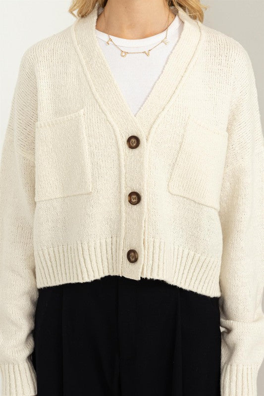 Cute Mood Crop Shoulder Cropped Cardigan Sweater - bertofonsi