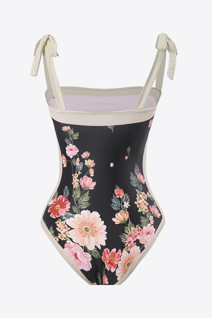 Floral Tie-Shoulder Two-Piece Swim Set - bertofonsi