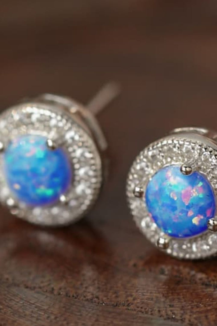 Opal 4-Prong Round Stud Earrings - bertofonsi