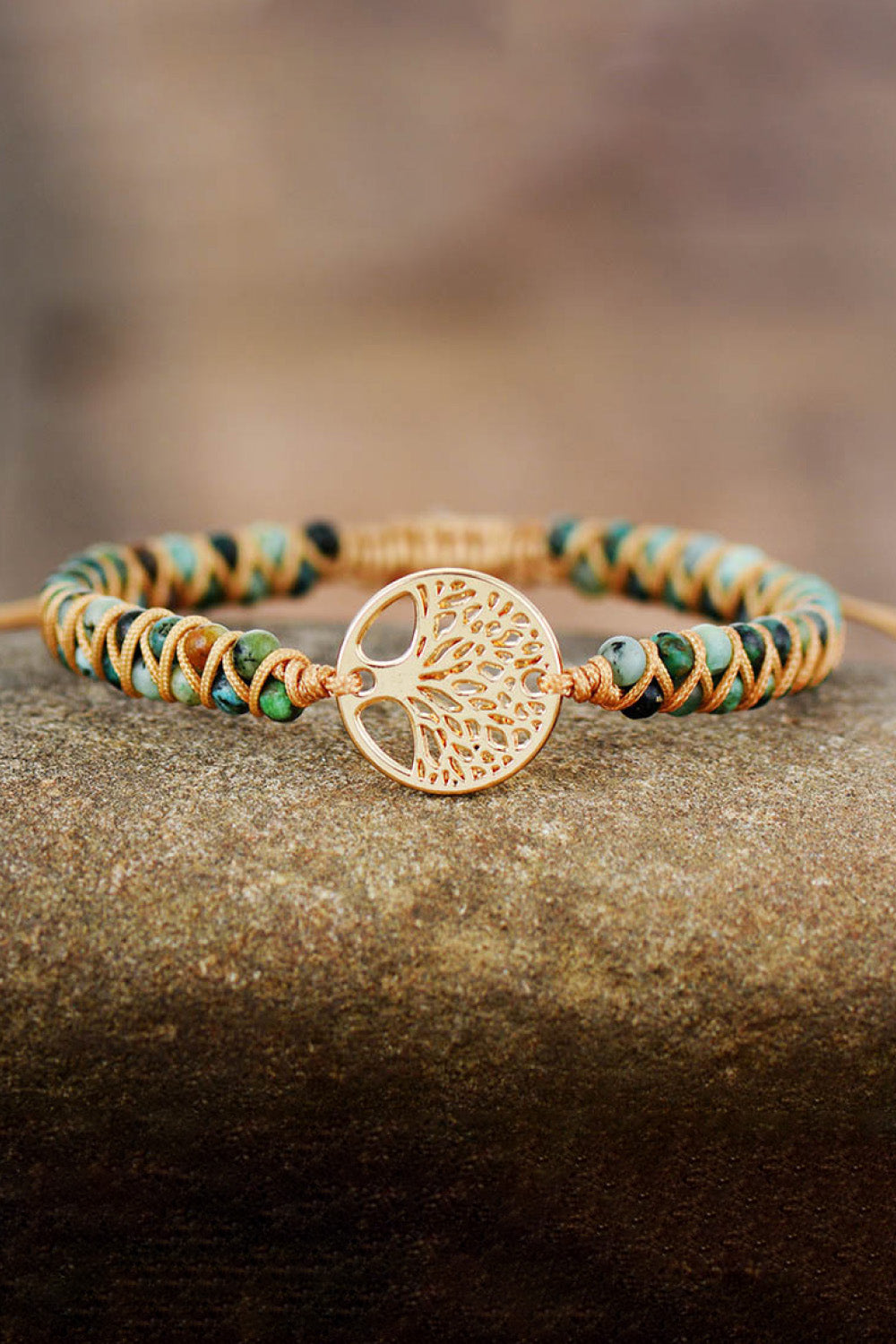 Handmade Tree Shape Beaded Copper Bracelet - bertofonsi